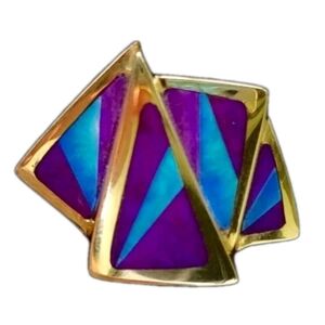 14k Gold Ring Opal Sugilite Native American  21gm